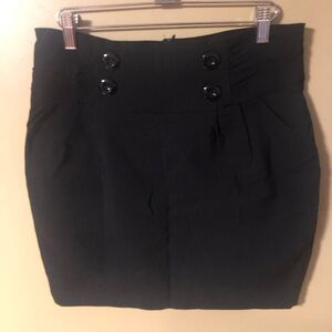 Solid Black Button Detail Skirt Size Large by Seductions